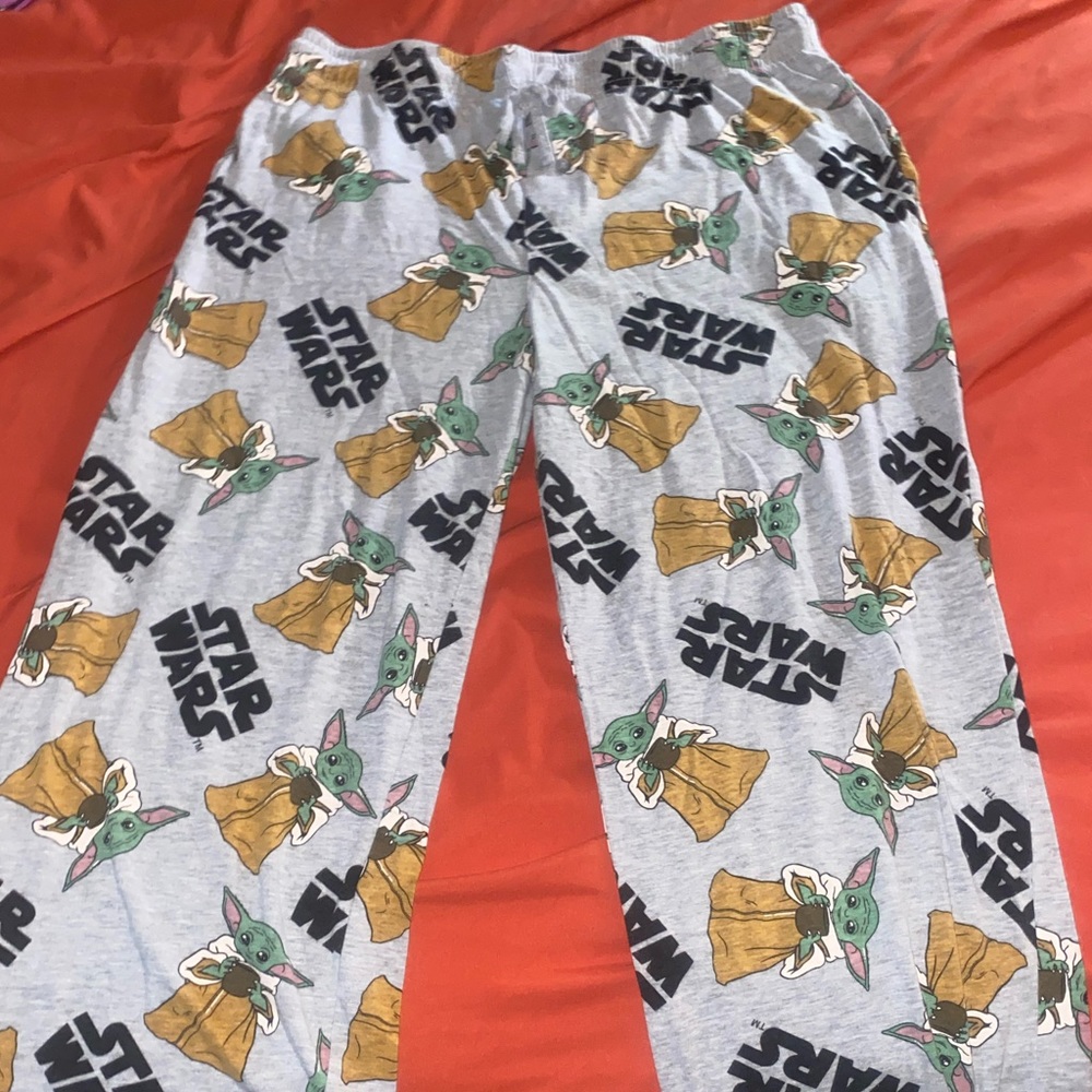 Baby Yoda holding coffee PJ pants